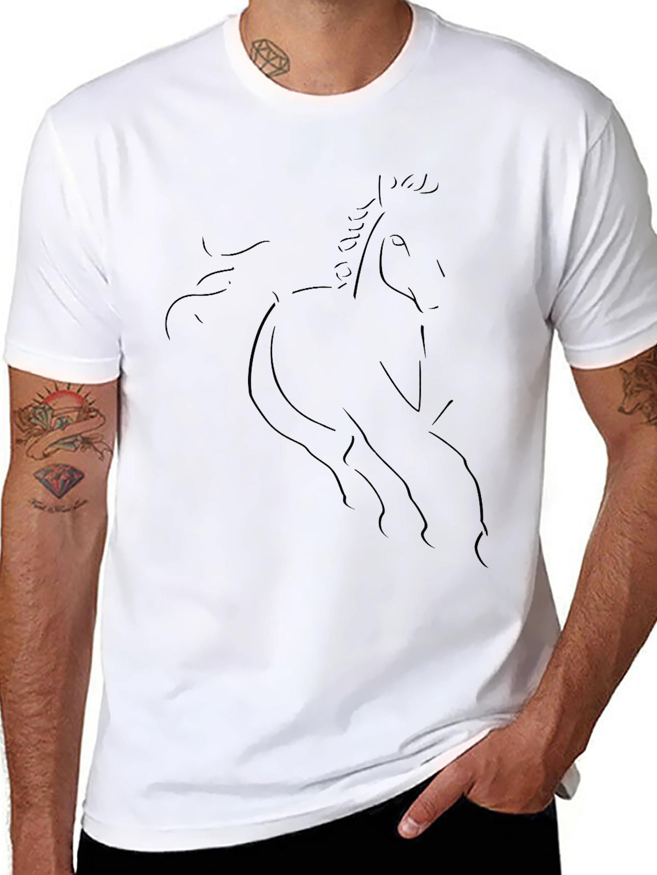Abstract Horse Graphic Black T-Shirt