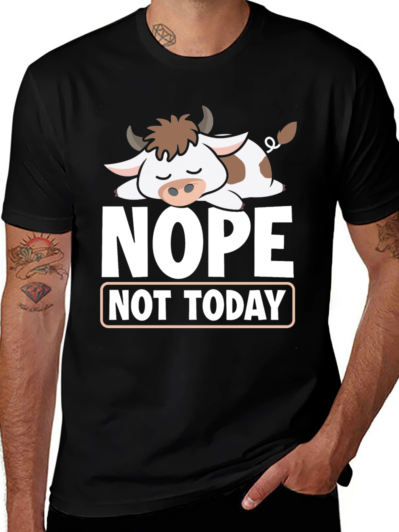 Nope Not Today T-Shirt Funny Cow Graphic Tee
