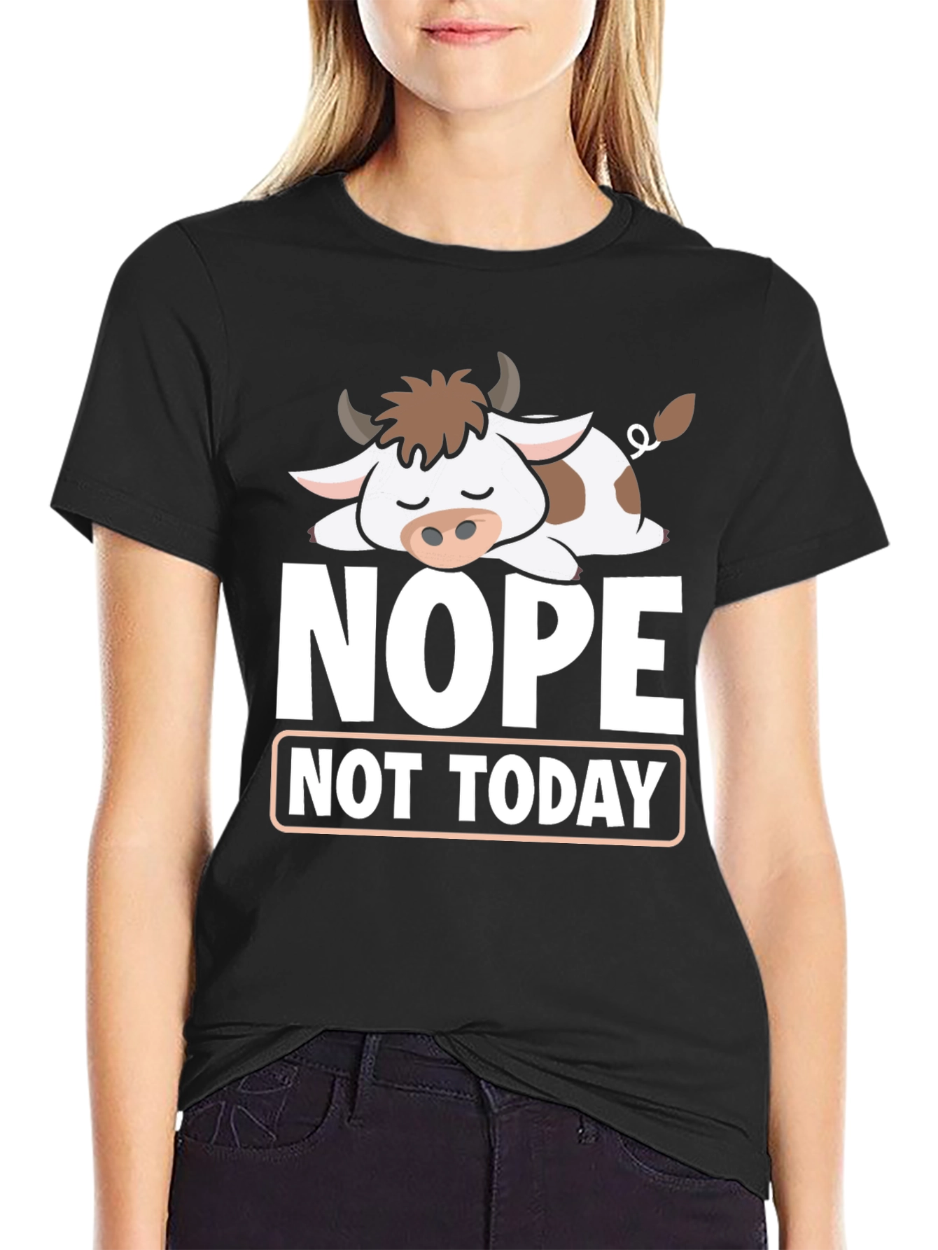 Nope Not Today T-Shirt Funny Cow Graphic Tee