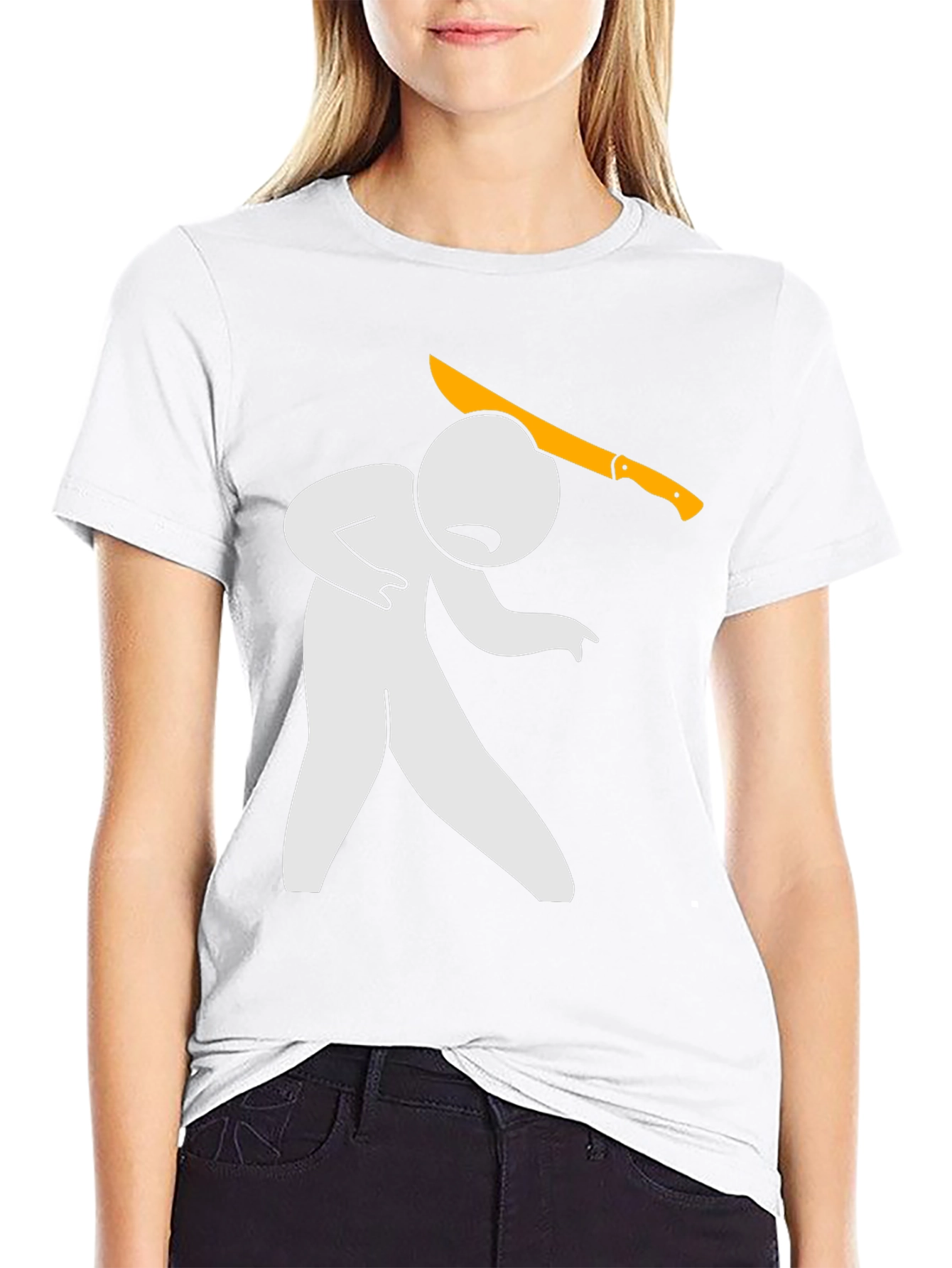 Humorous Graphic T-Shirt - Stick Figure Machete