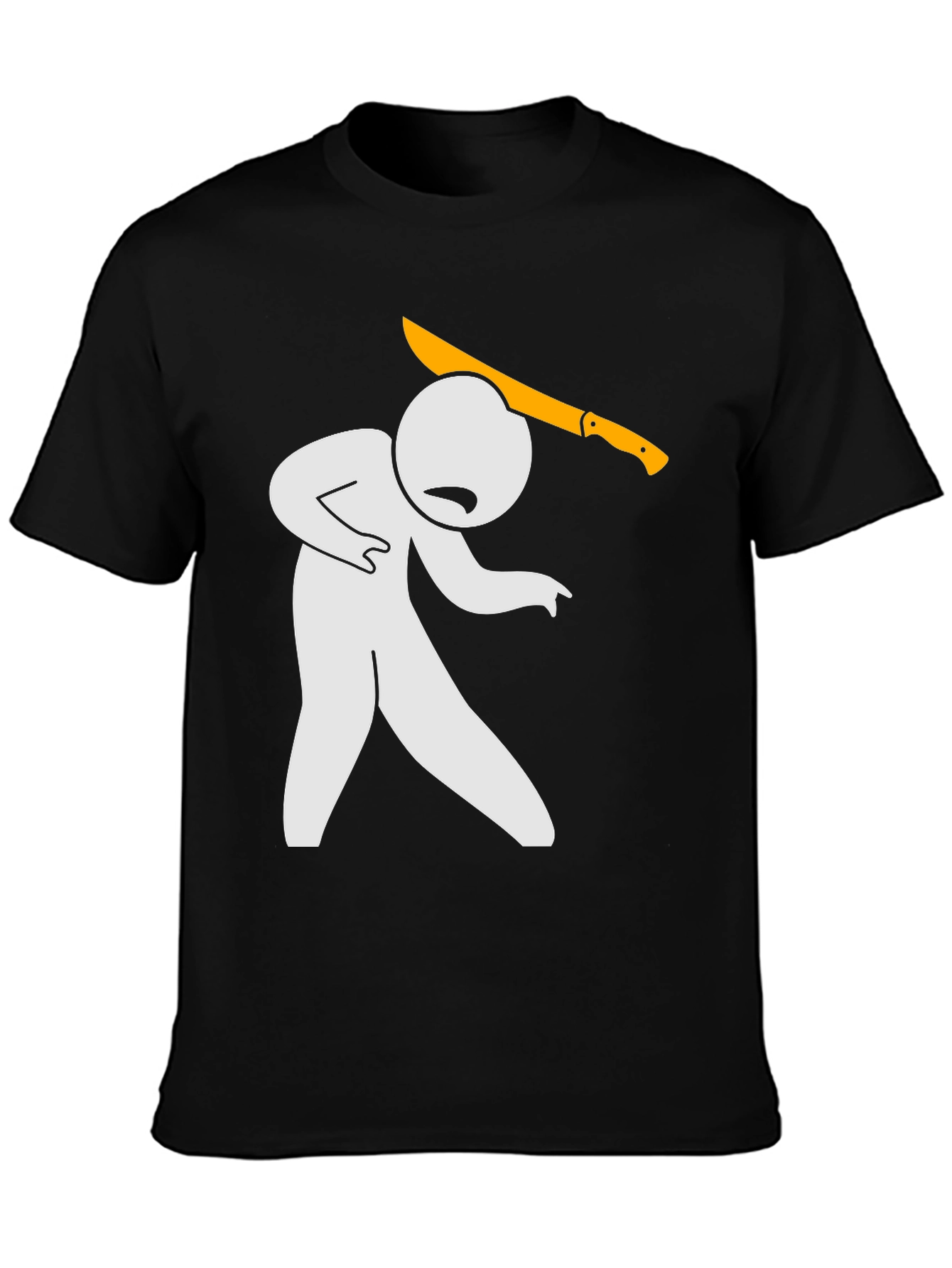 Humorous Graphic T-Shirt - Stick Figure Machete