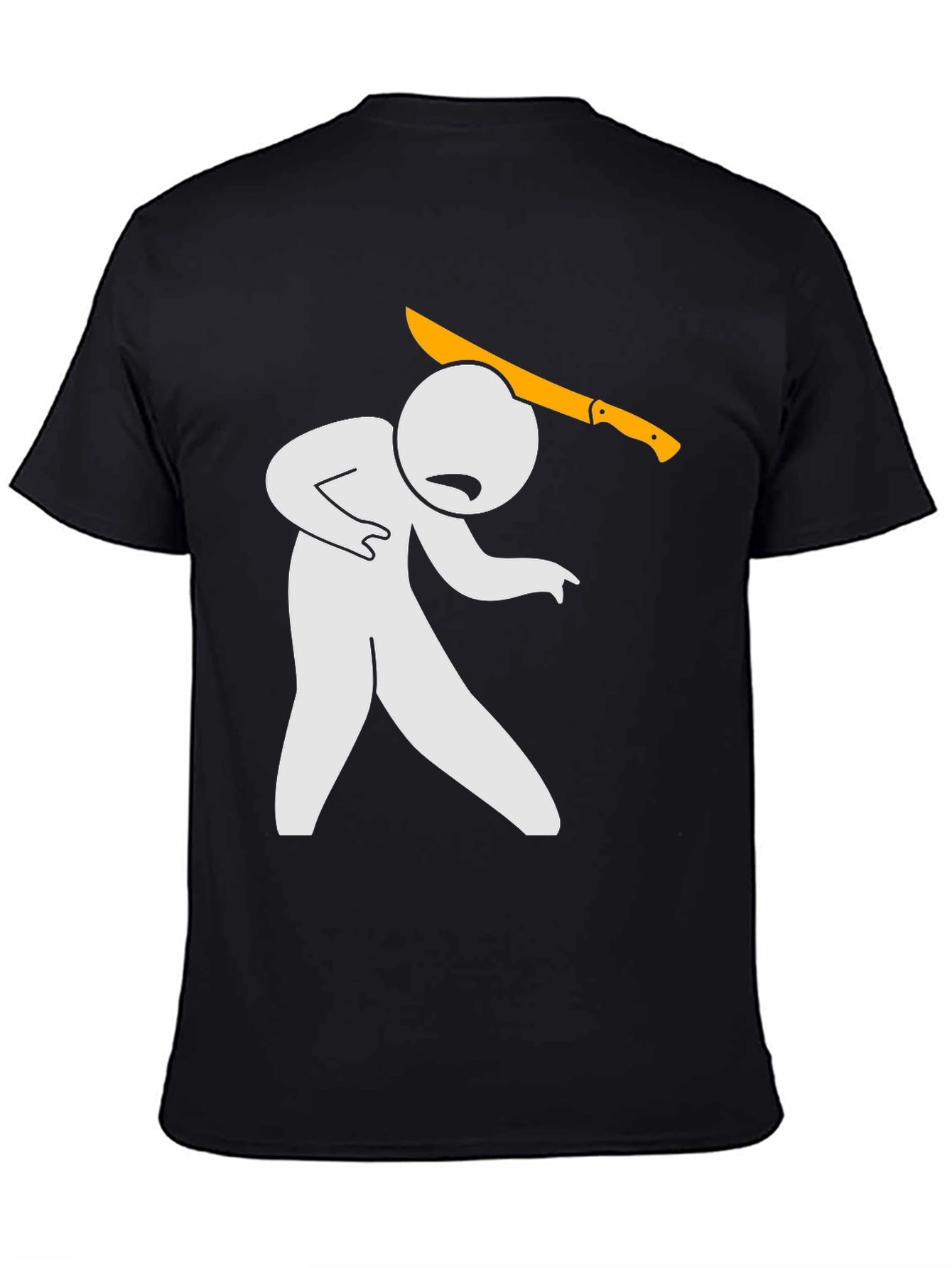 Humorous Graphic T-Shirt - Stick Figure Machete