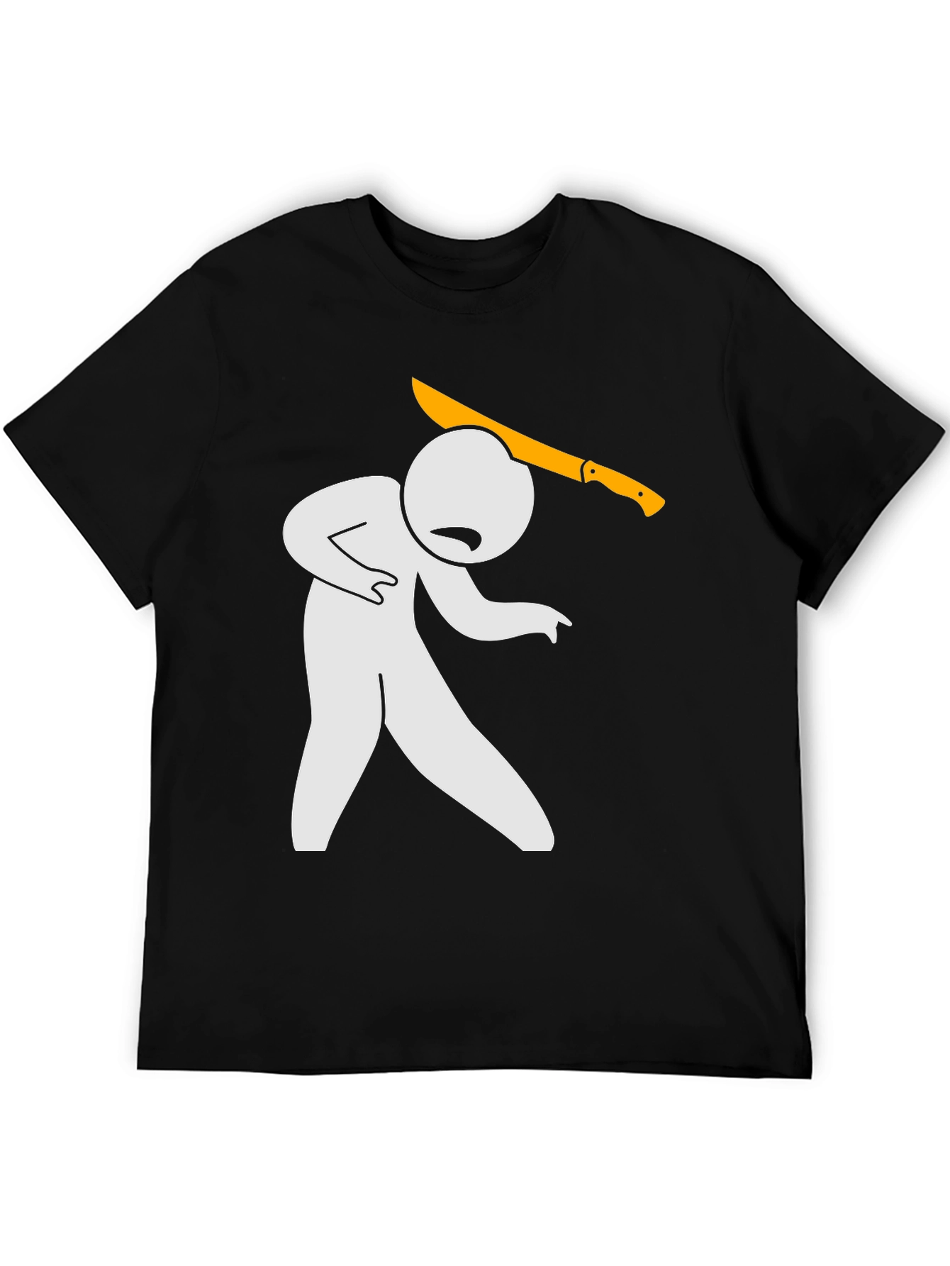 Humorous Graphic T-Shirt - Stick Figure Machete