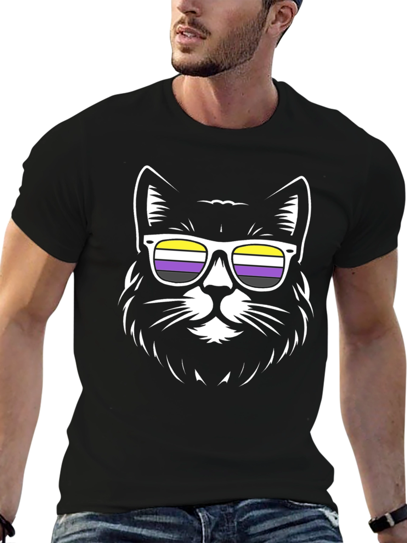 Non-Binary Cat T-Shirt - NB Pride