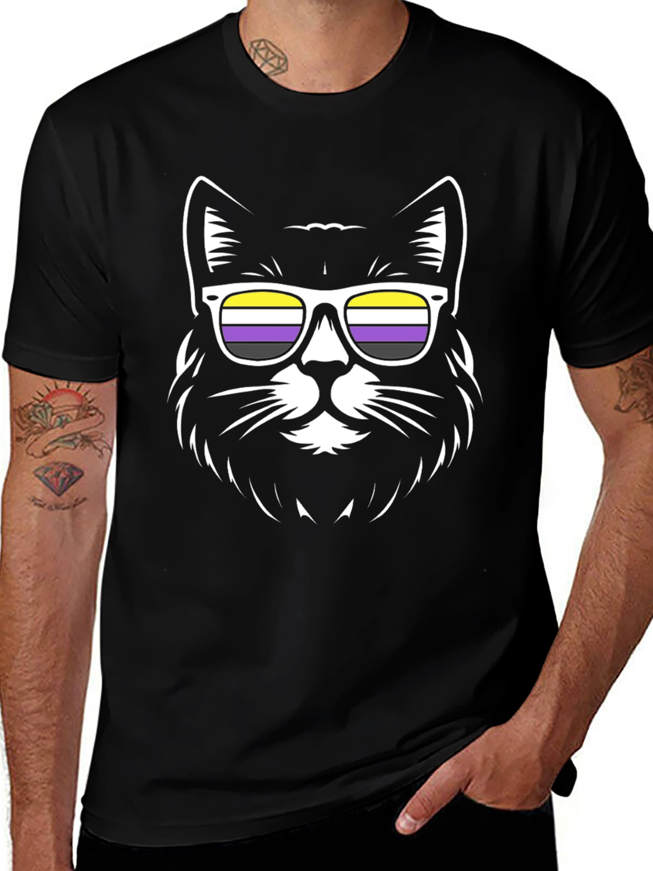Non-Binary Cat T-Shirt - NB Pride