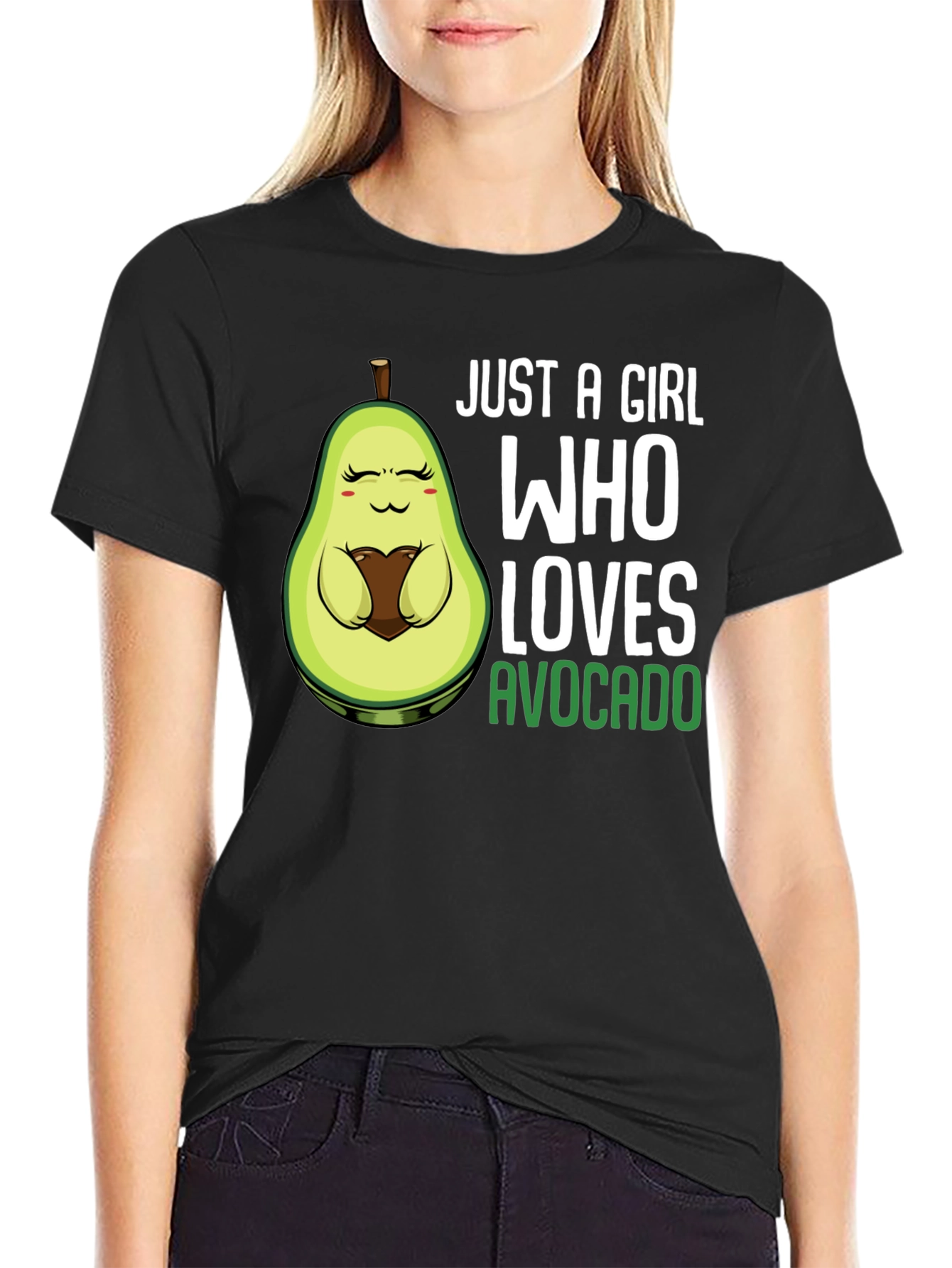 Just a Girl Who Loves Avocado Black T-Shirt