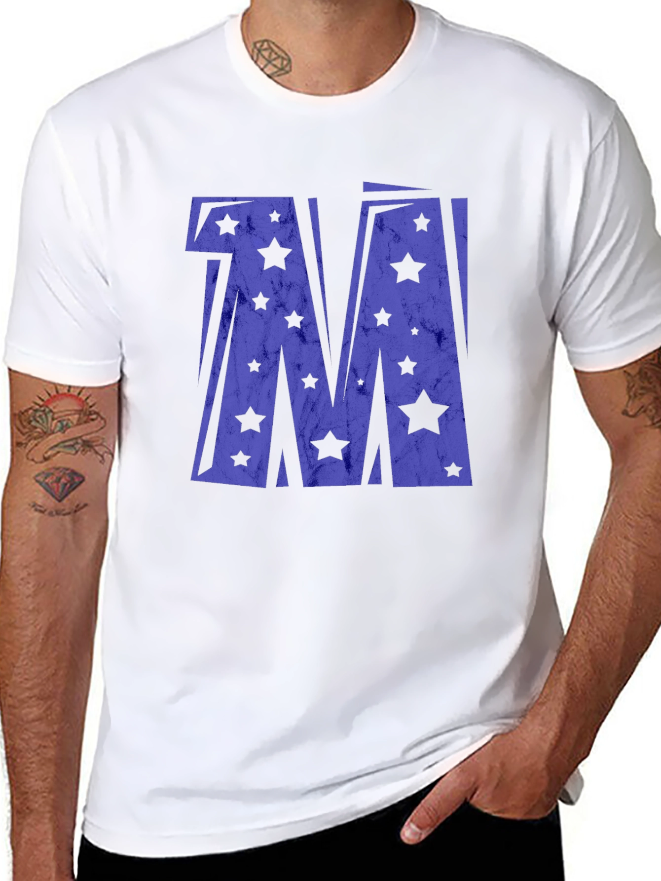 Starry Letter M Black T-Shirt