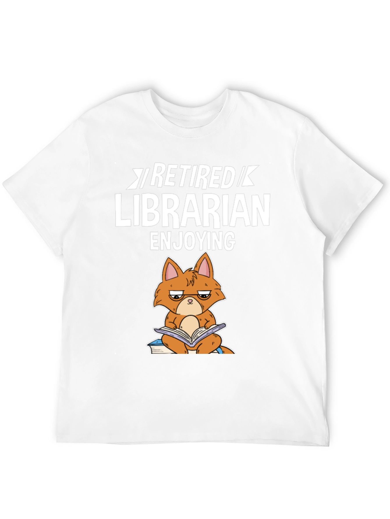 Retired Librarian Cat T-Shirt - Book Lover Tee