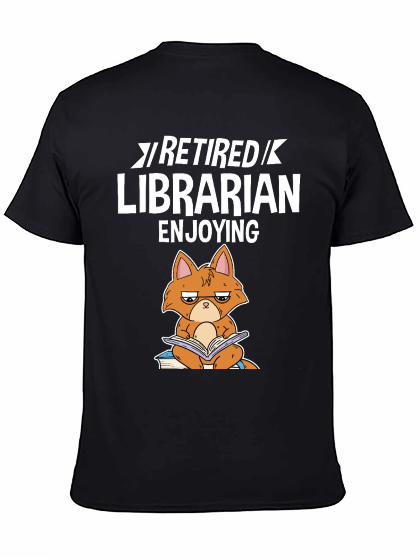 Retired Librarian Cat T-Shirt - Book Lover Tee