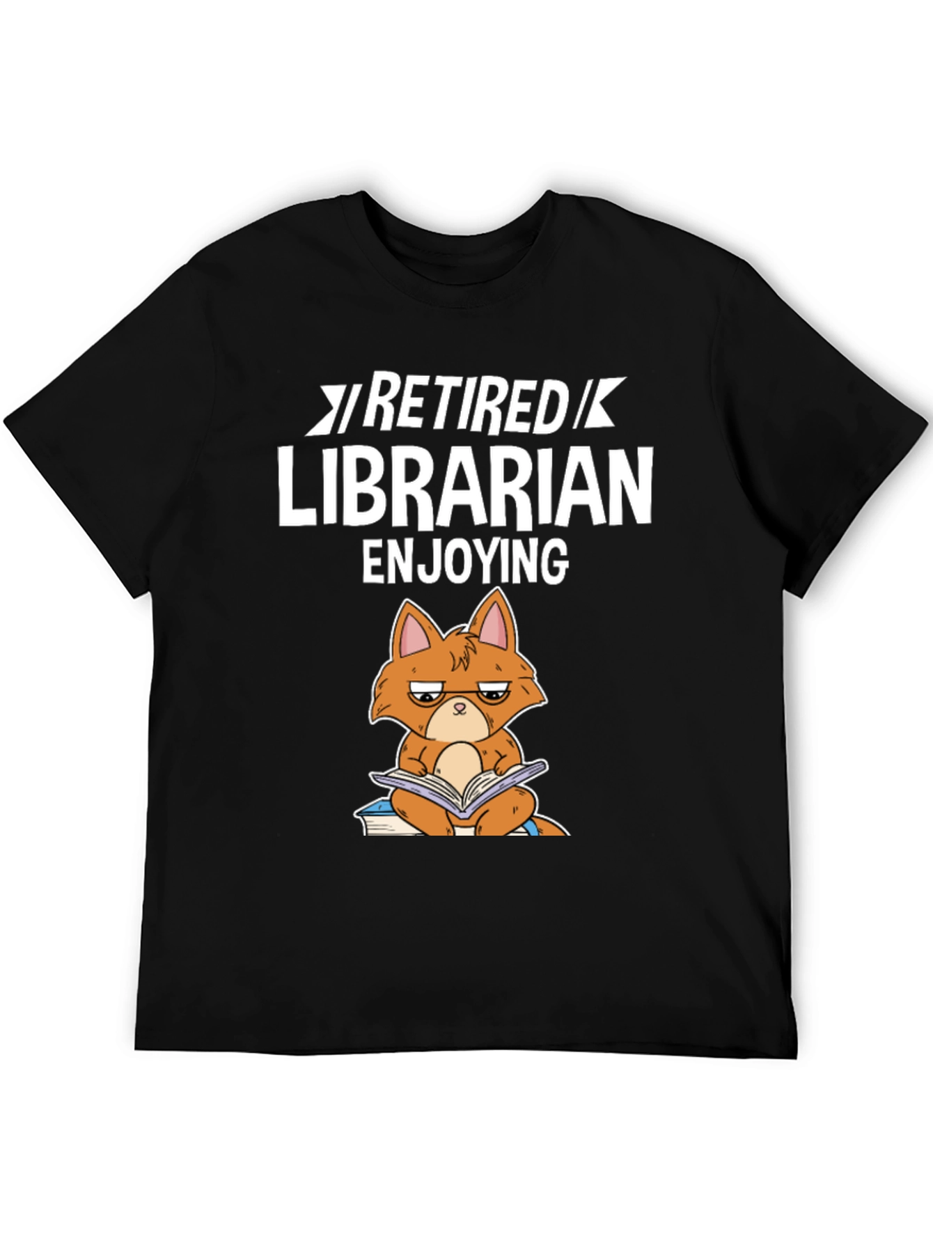 Retired Librarian Cat T-Shirt - Book Lover Tee