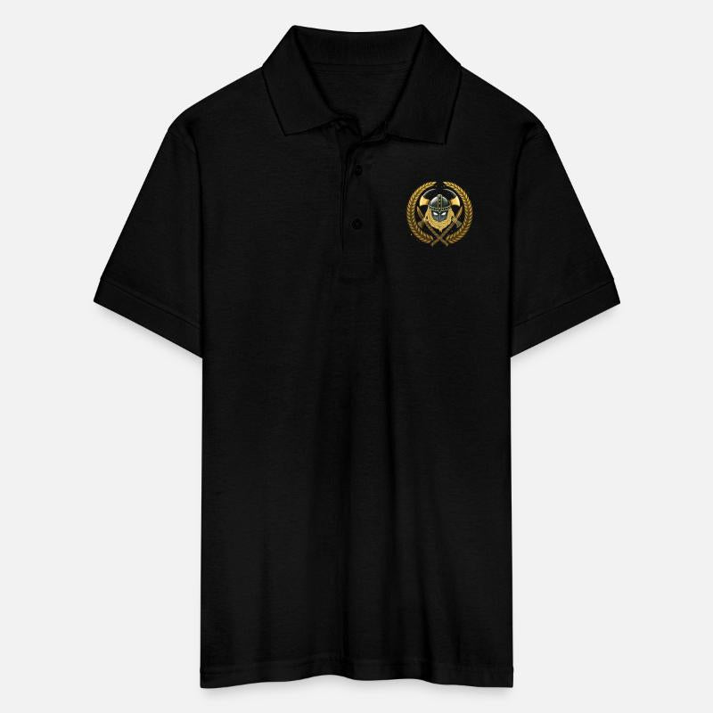 "Viking helmet, crossed Viking axes."