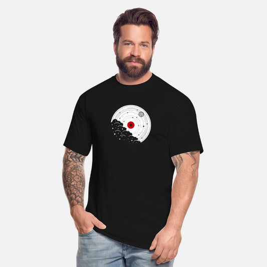 Vintage Music Note Vinyl Record Moon Stars Clouds