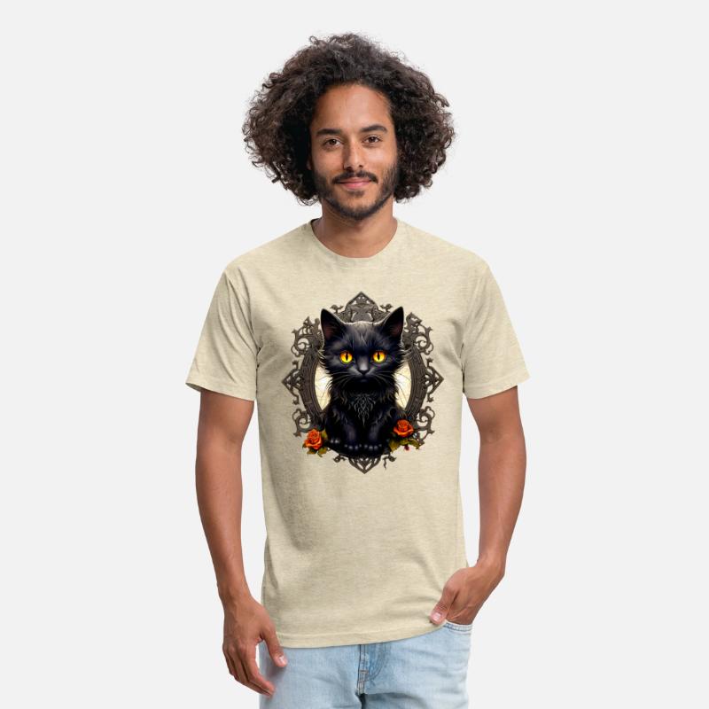 Vintage Scary Halloween Black Cat and Mirror