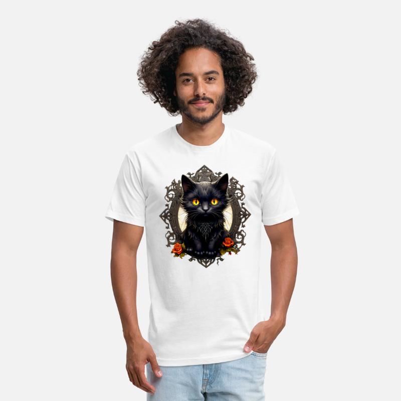 Vintage Scary Halloween Black Cat and Mirror