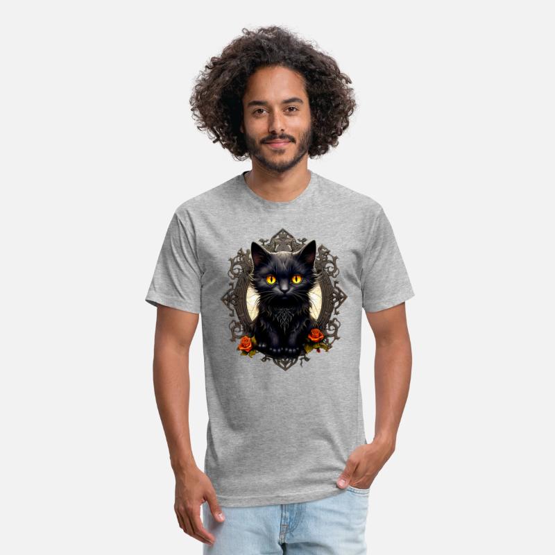 Vintage Scary Halloween Black Cat and Mirror