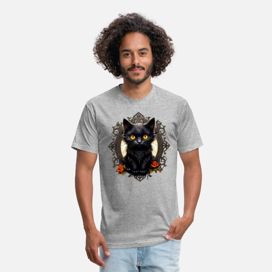 Vintage Scary Halloween Black Cat and Mirror