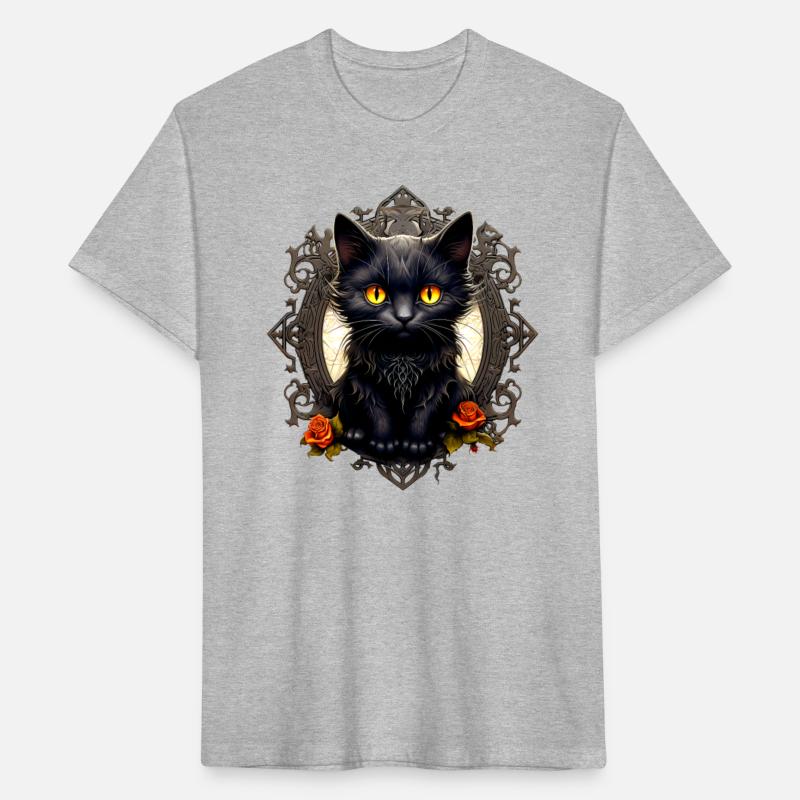 Vintage Scary Halloween Black Cat and Mirror
