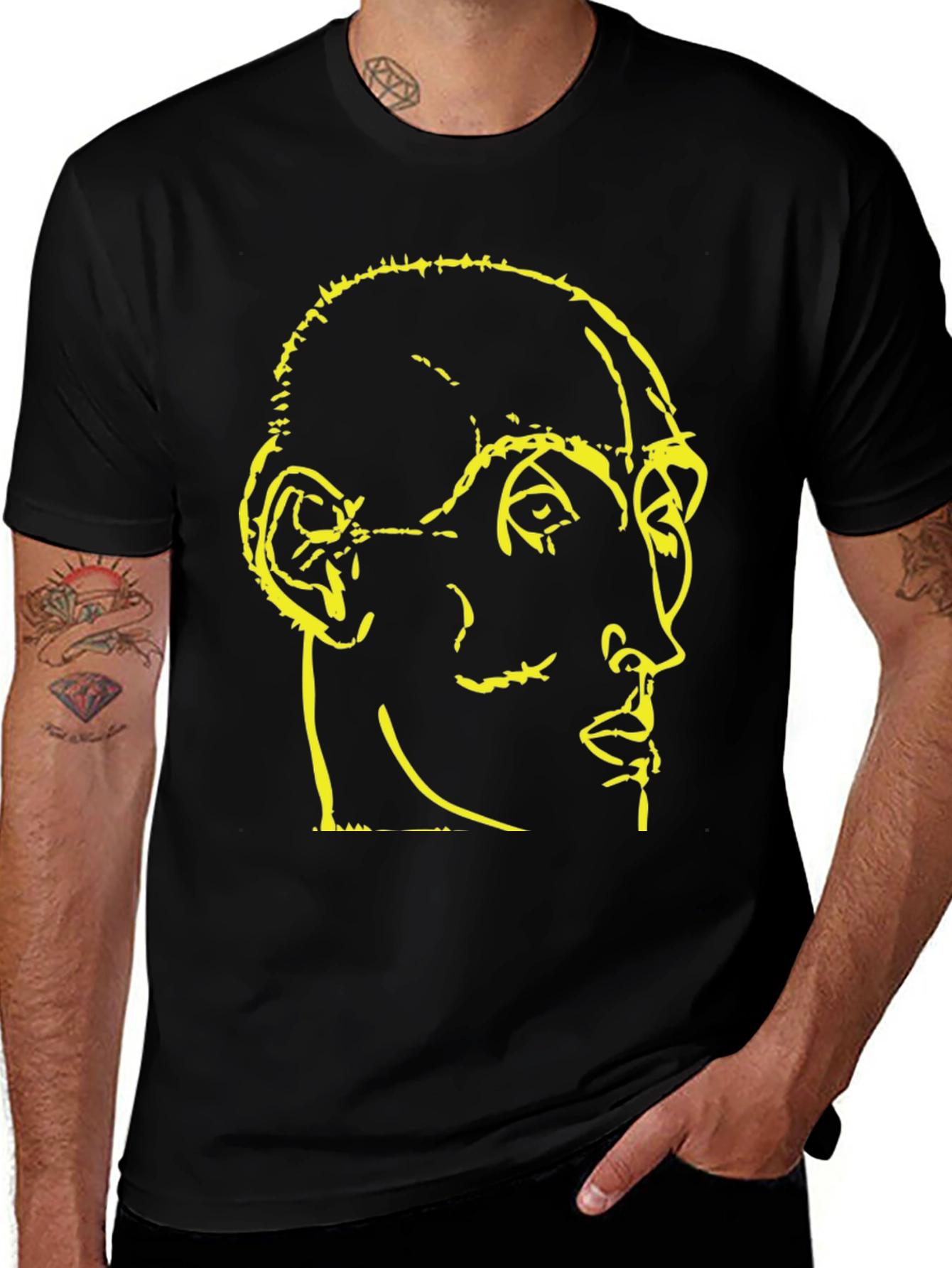 Abstract Face Graphic Black T-Shirt