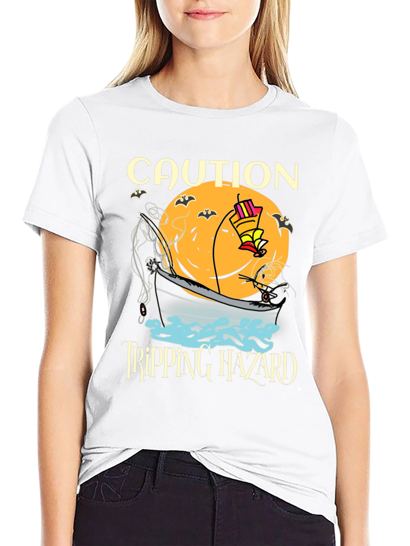Caution Tripping Hazard Funny Halloween T-Shirt