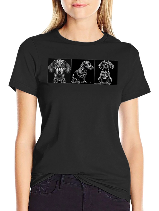 Dachshund Dog Breed Graphic Print Black T-Shirt