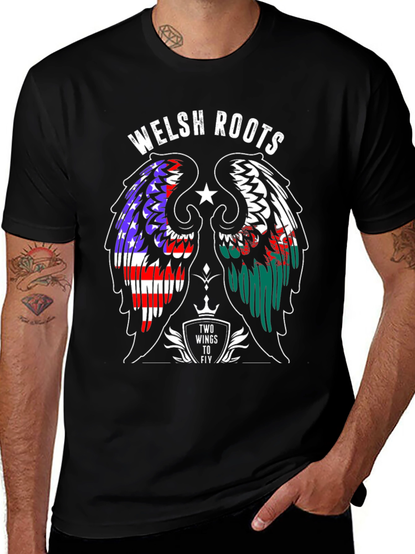 Welsh Roots Wings T-Shirt - USA Wales Pride