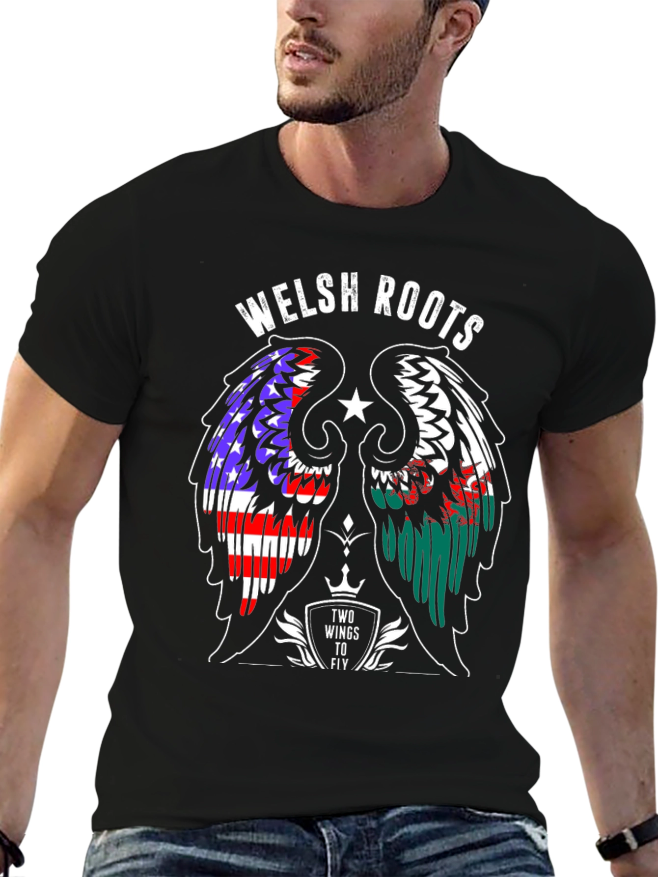 Welsh Roots Wings T-Shirt - USA Wales Pride