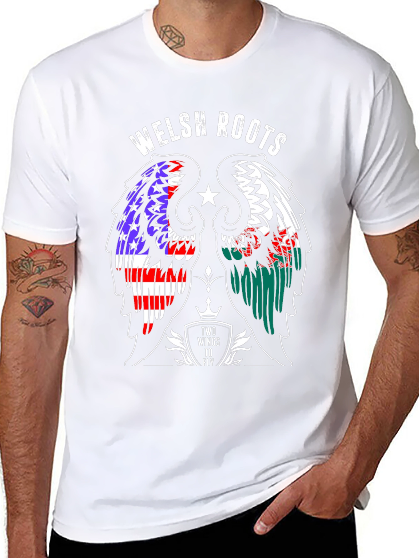 Welsh Roots Wings T-Shirt - USA Wales Pride