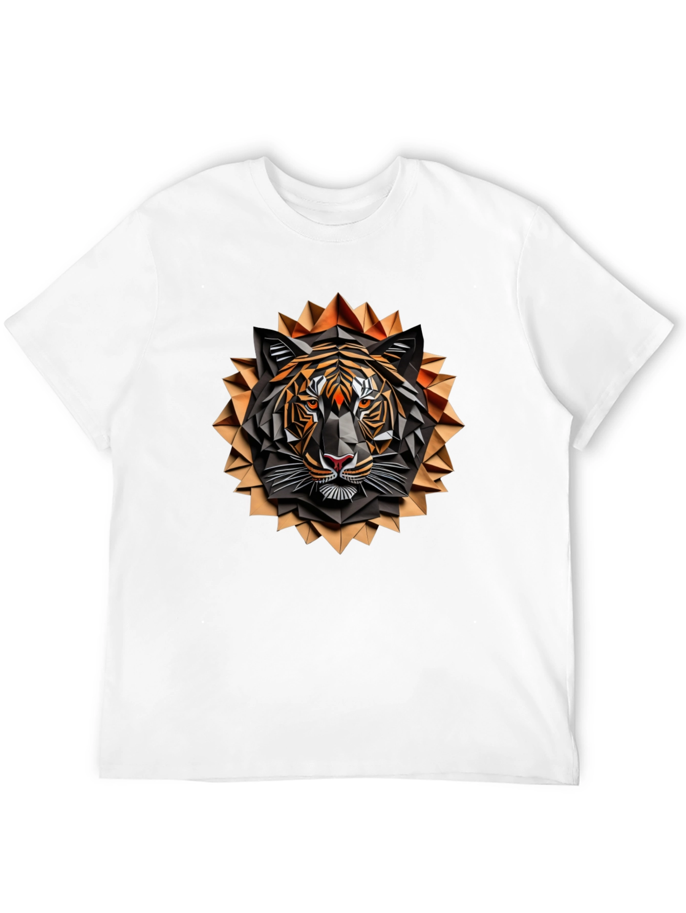 Geometric Tiger Graphic Tee - Stylish Mens Black T-Shirt