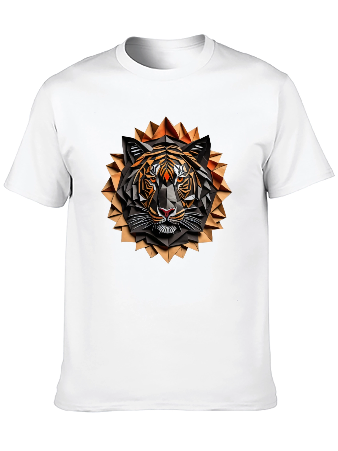 Geometric Tiger Graphic Tee - Stylish Mens Black T-Shirt