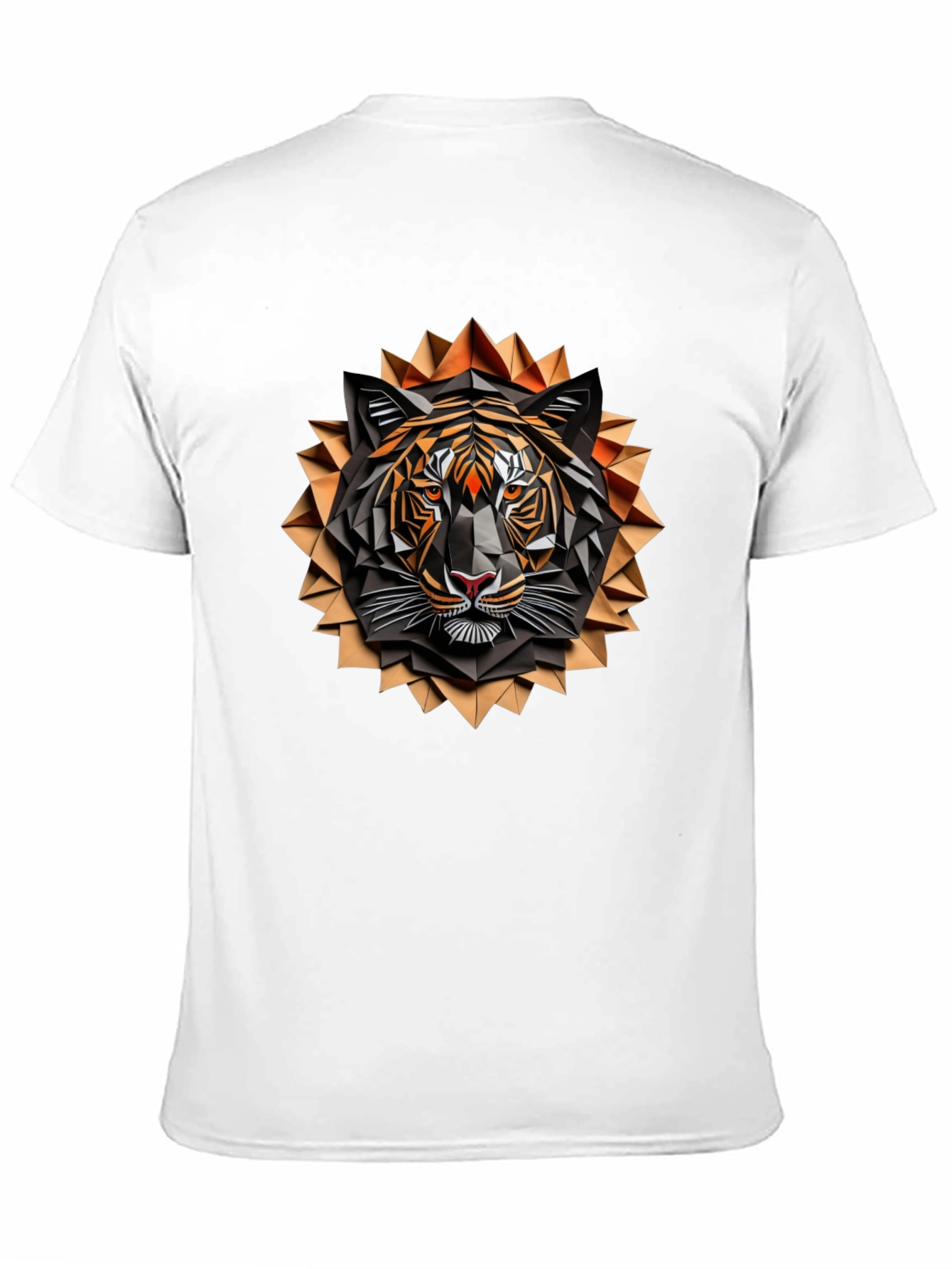 Geometric Tiger Graphic Tee - Stylish Mens Black T-Shirt