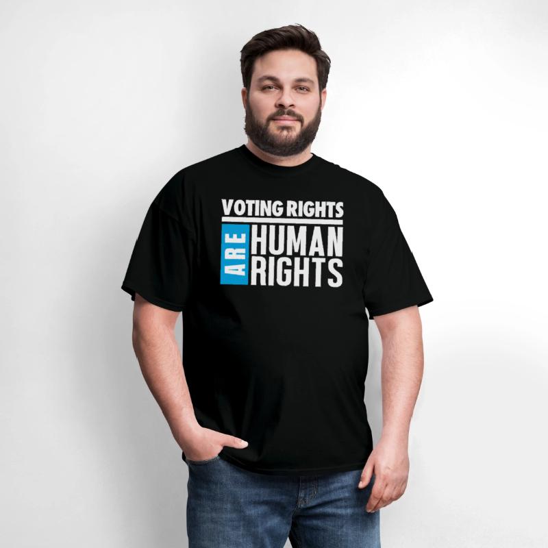 VOTING RIGHTS ARE HUMAN RIGHTS - WHITE ON BLACK