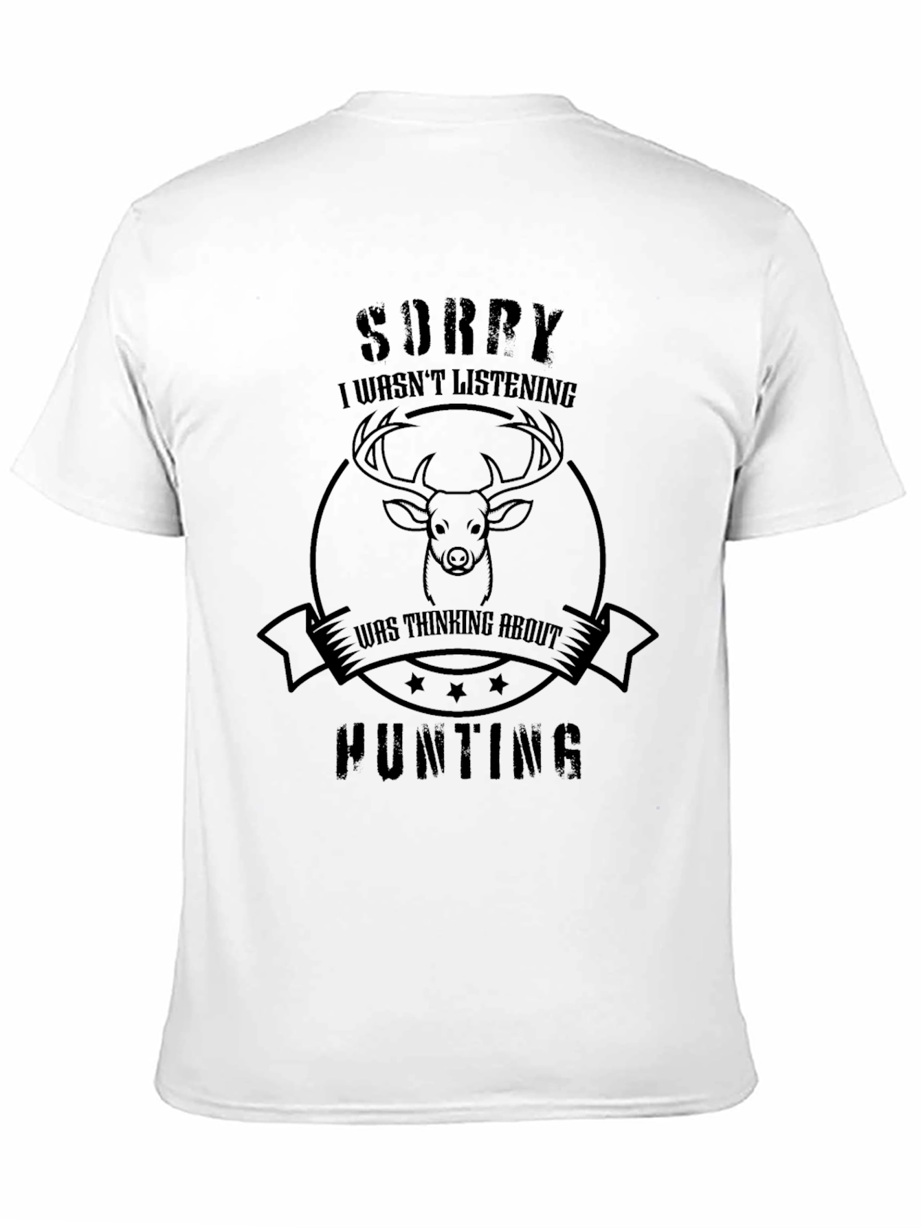 Sorry Hunting Graphic Tee - Black Casual Top