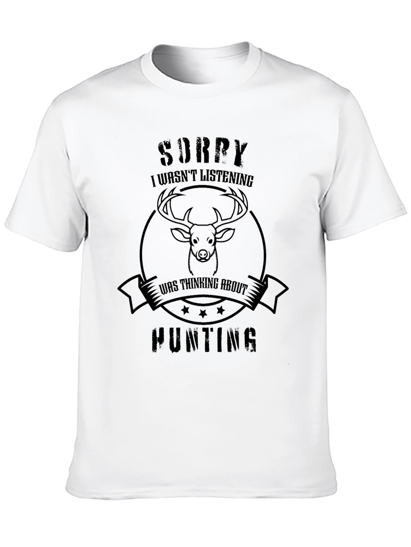 Sorry Hunting Graphic Tee - Black Casual Top