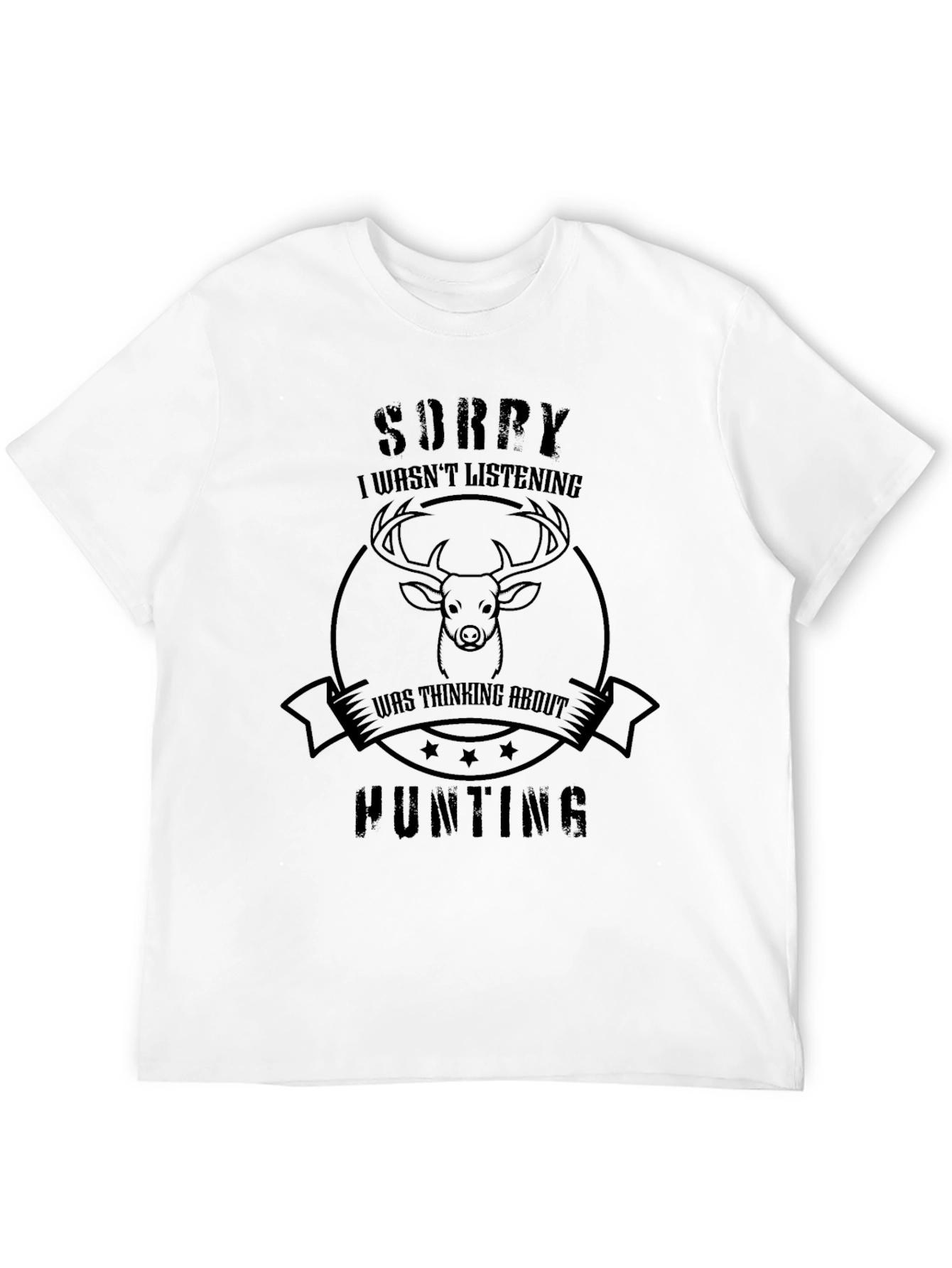 Sorry Hunting Graphic Tee - Black Casual Top