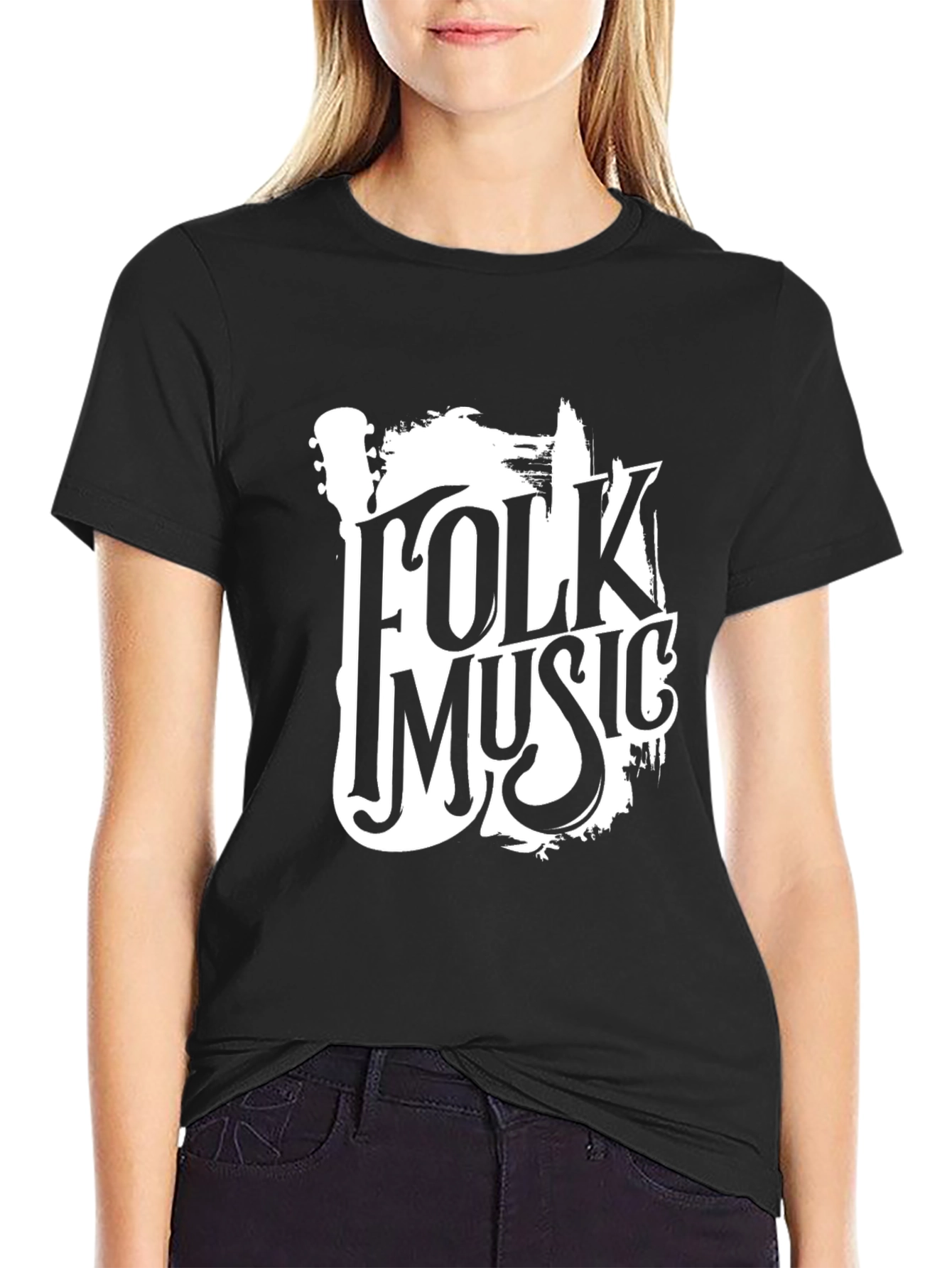 Folk Music Black Graphic Tee