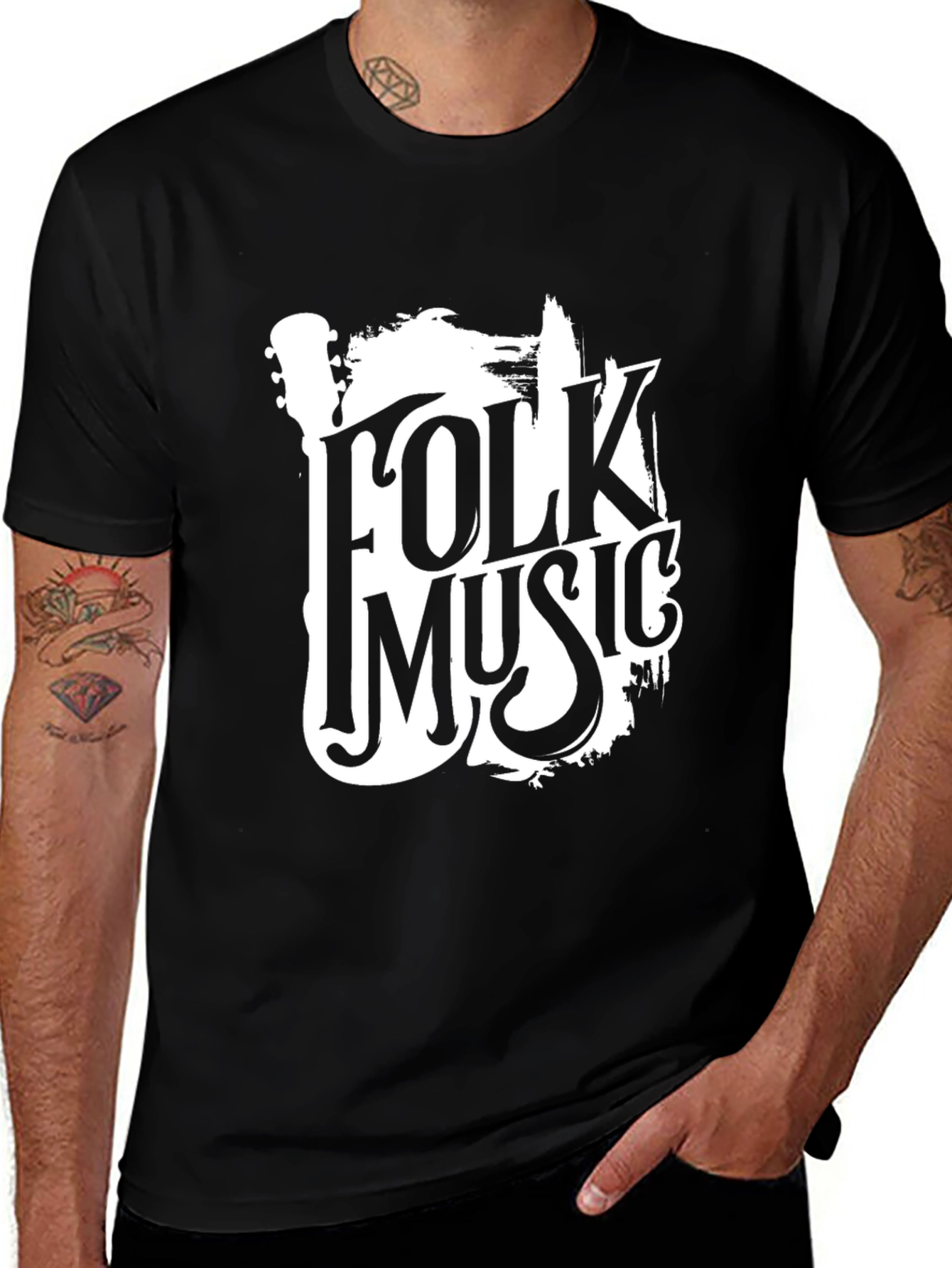 Folk Music Black Graphic Tee