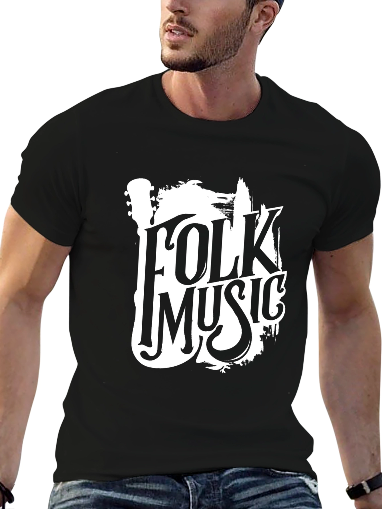 Folk Music Black Graphic Tee
