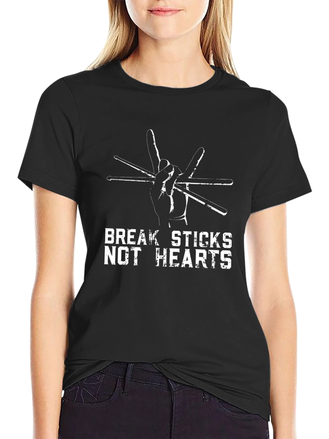 Break Sticks Not Hearts Drummer T-Shirt