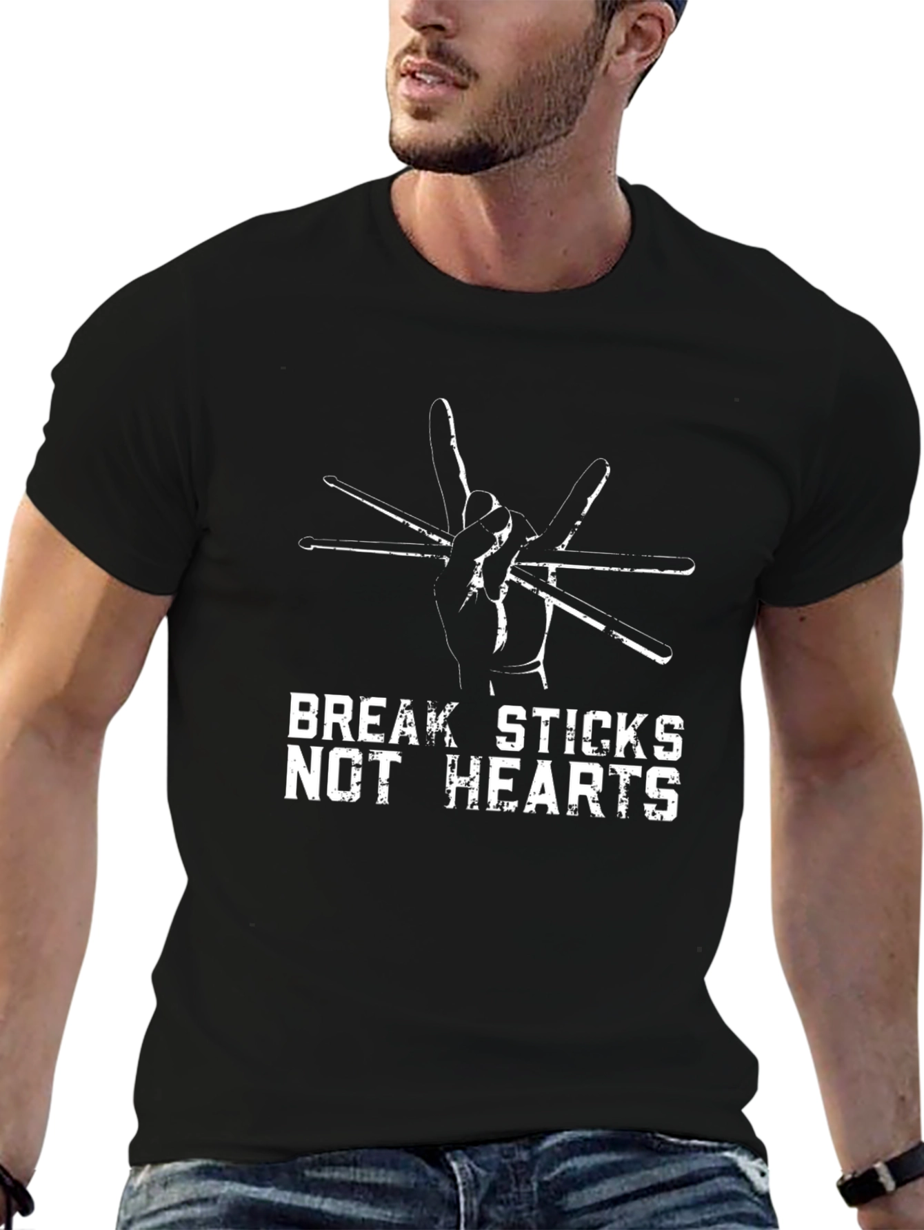 Break Sticks Not Hearts Drummer T-Shirt