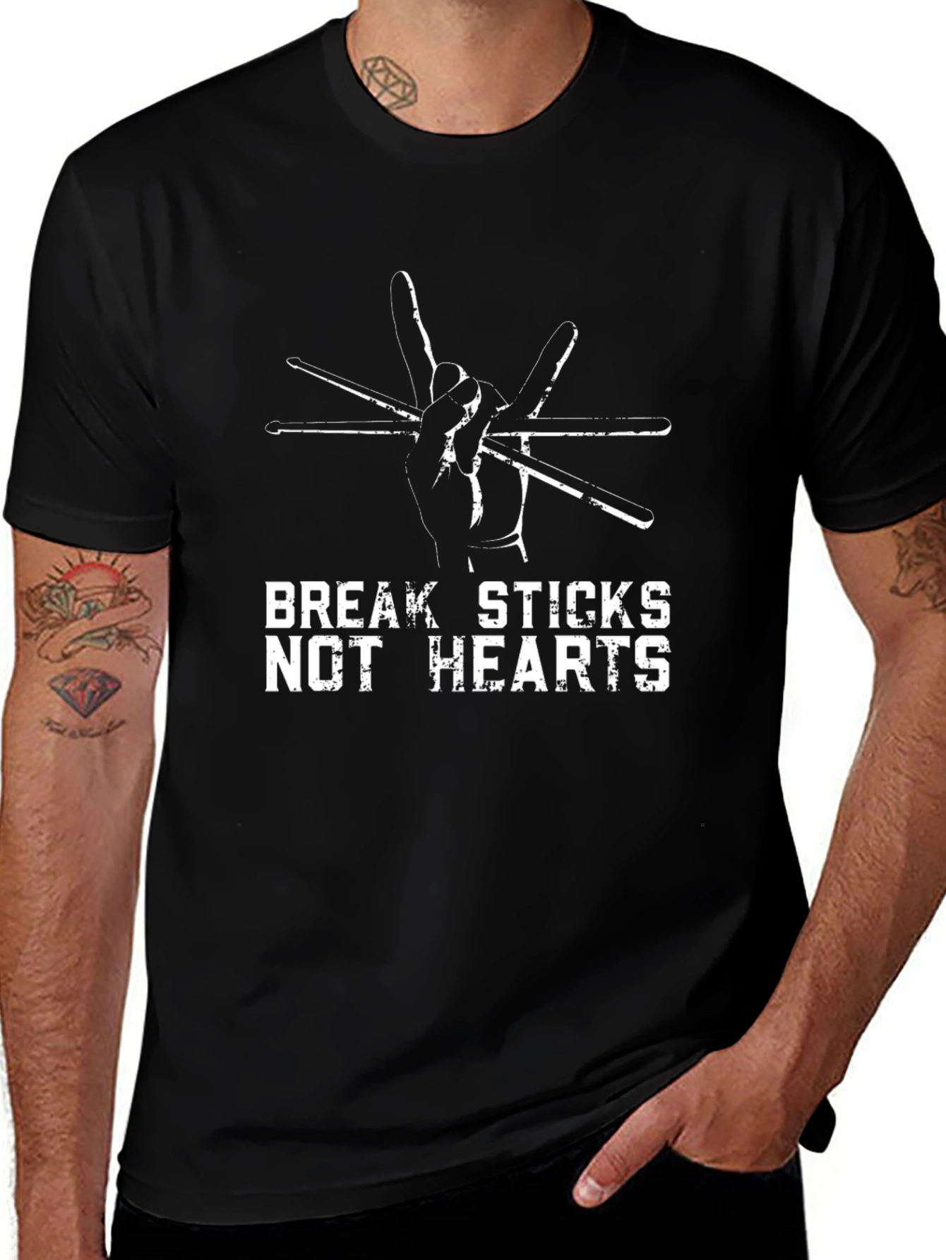 Break Sticks Not Hearts Drummer T-Shirt