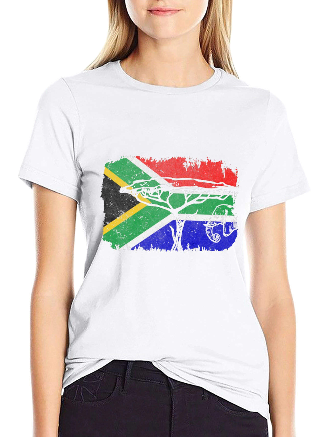 South Africa Flag Tree Graphic Tee - Black