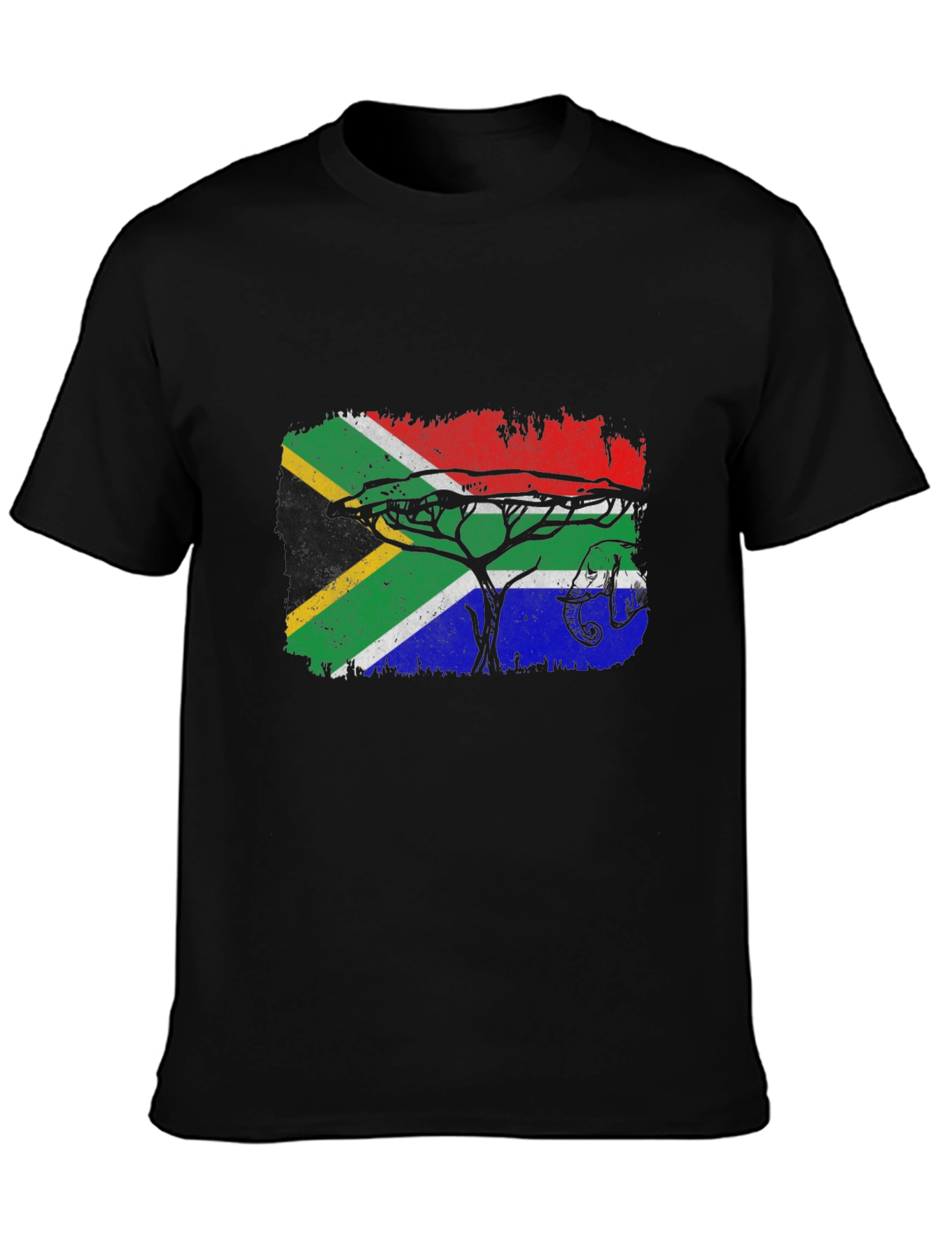 South Africa Flag Tree Graphic Tee - Black