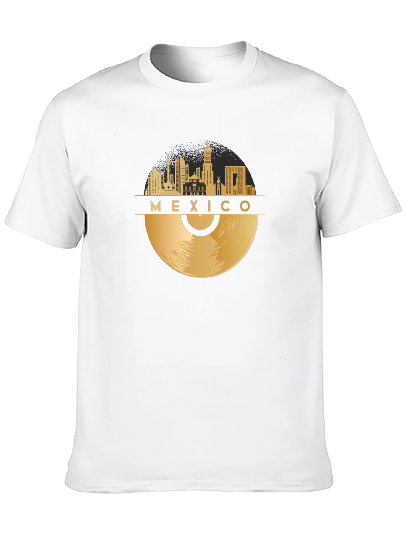 Mexico Skyline Record Black T-Shirt