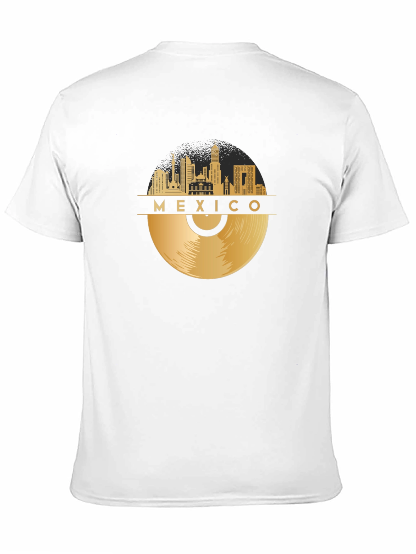 Mexico Skyline Record Black T-Shirt