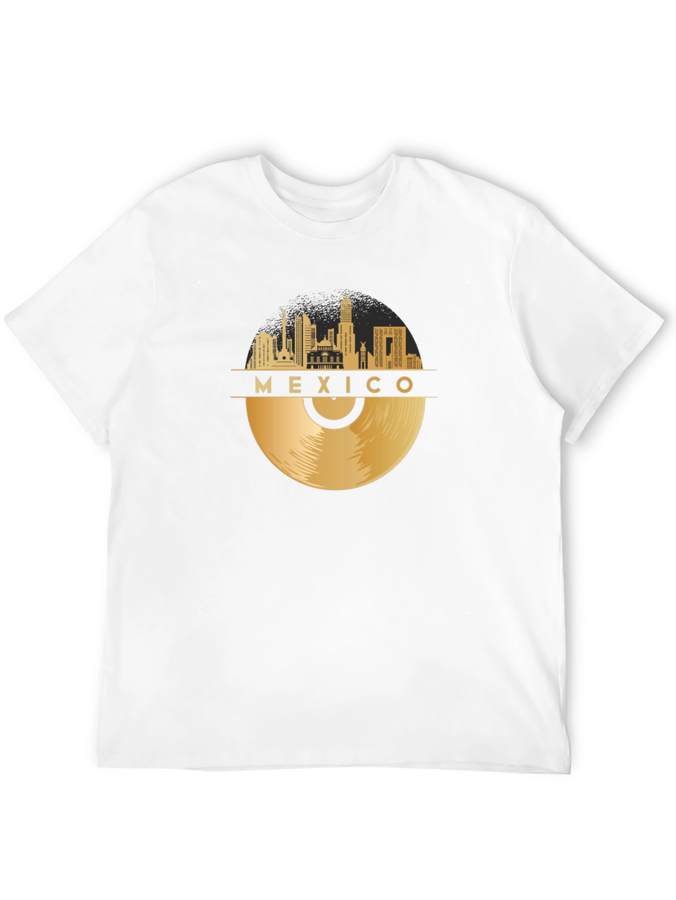 Mexico Skyline Record Black T-Shirt