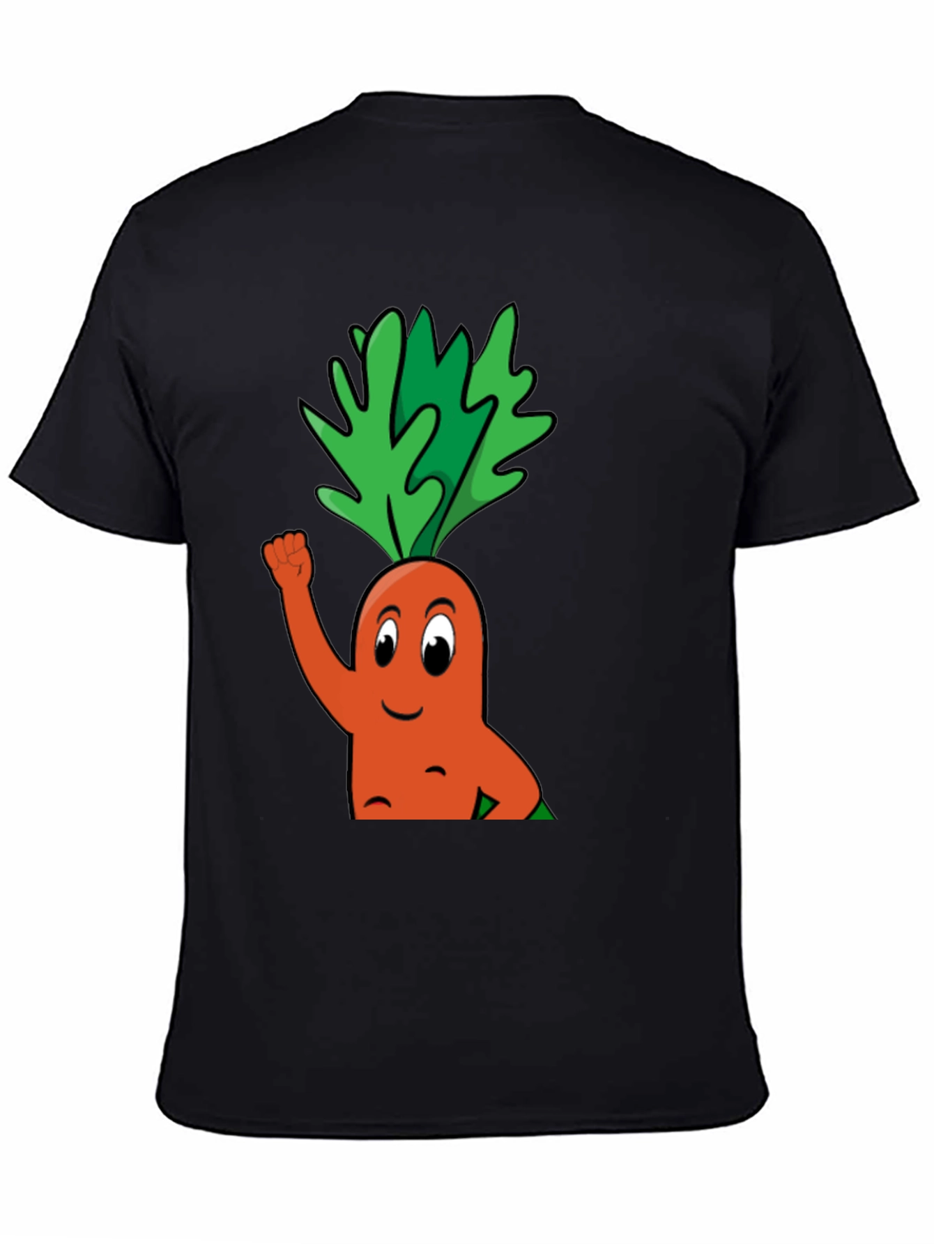 Funny Carrot Cartoon Black T-Shirt