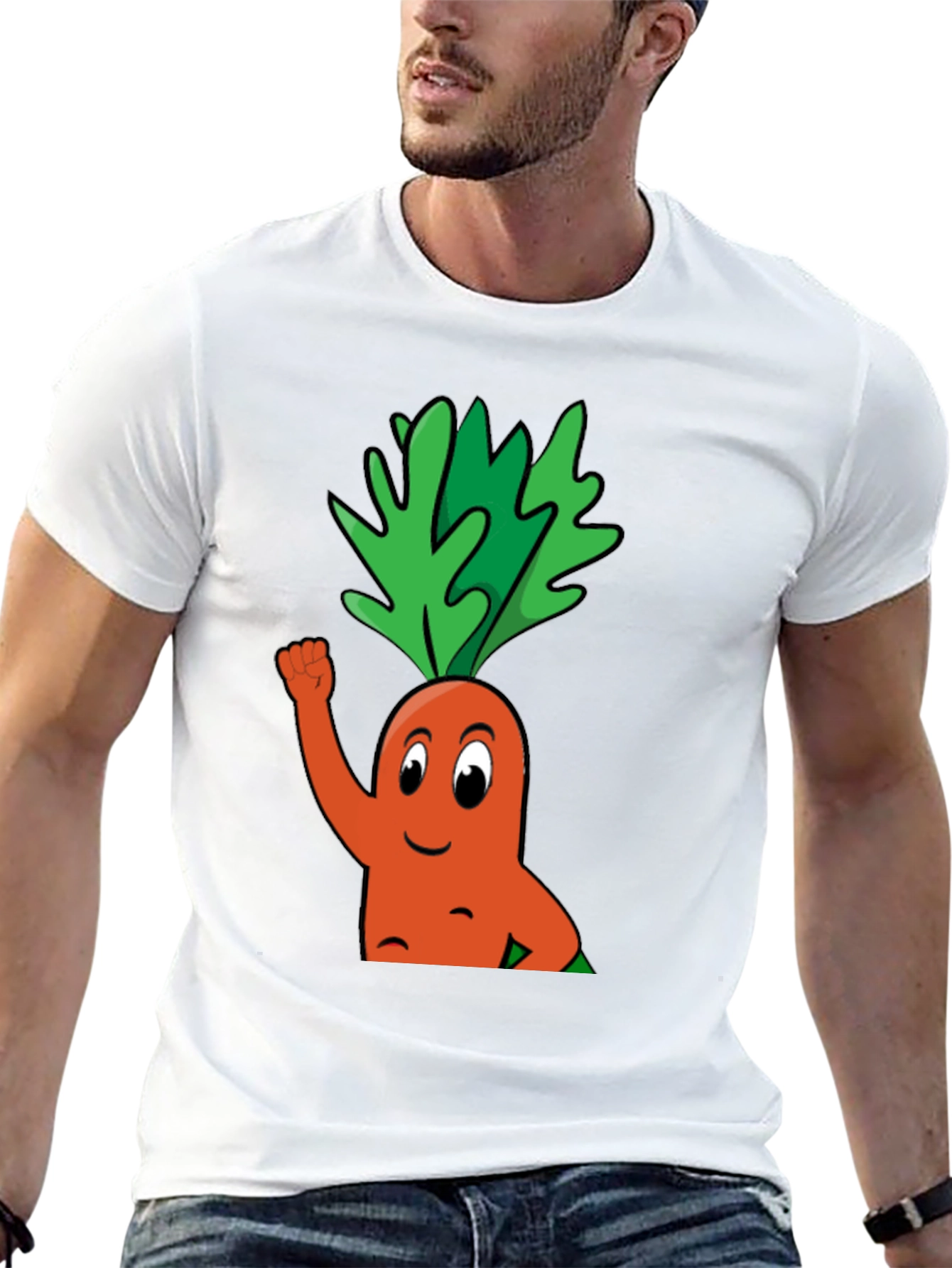 Funny Carrot Cartoon Black T-Shirt