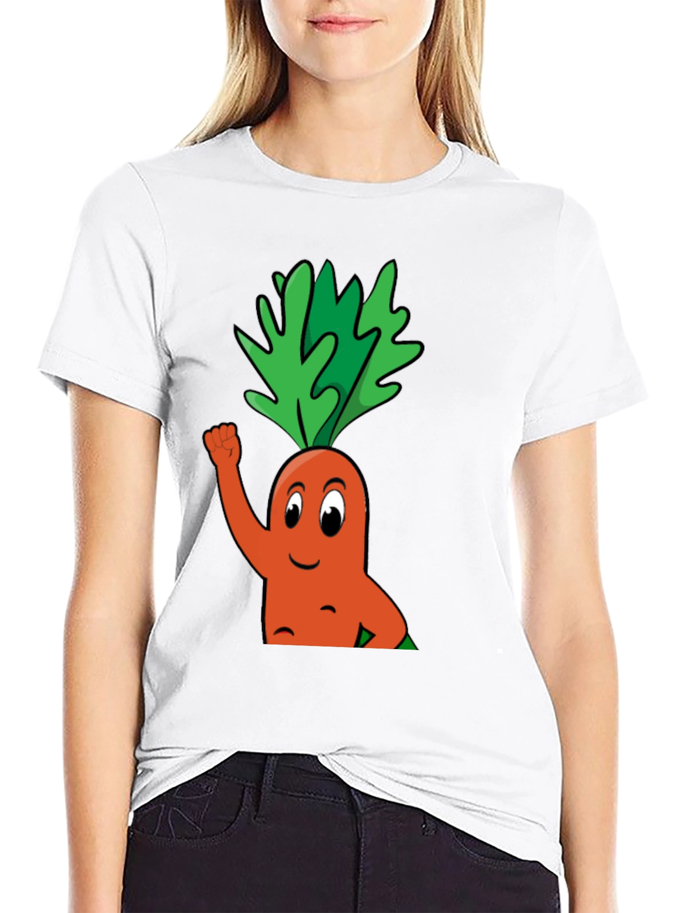 Funny Carrot Cartoon Black T-Shirt