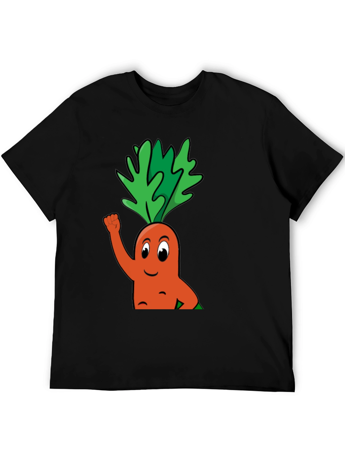 Funny Carrot Cartoon Black T-Shirt