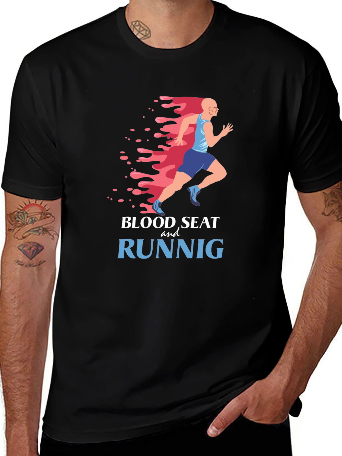 Blood Sweat and Runnig Black Graphic Tee